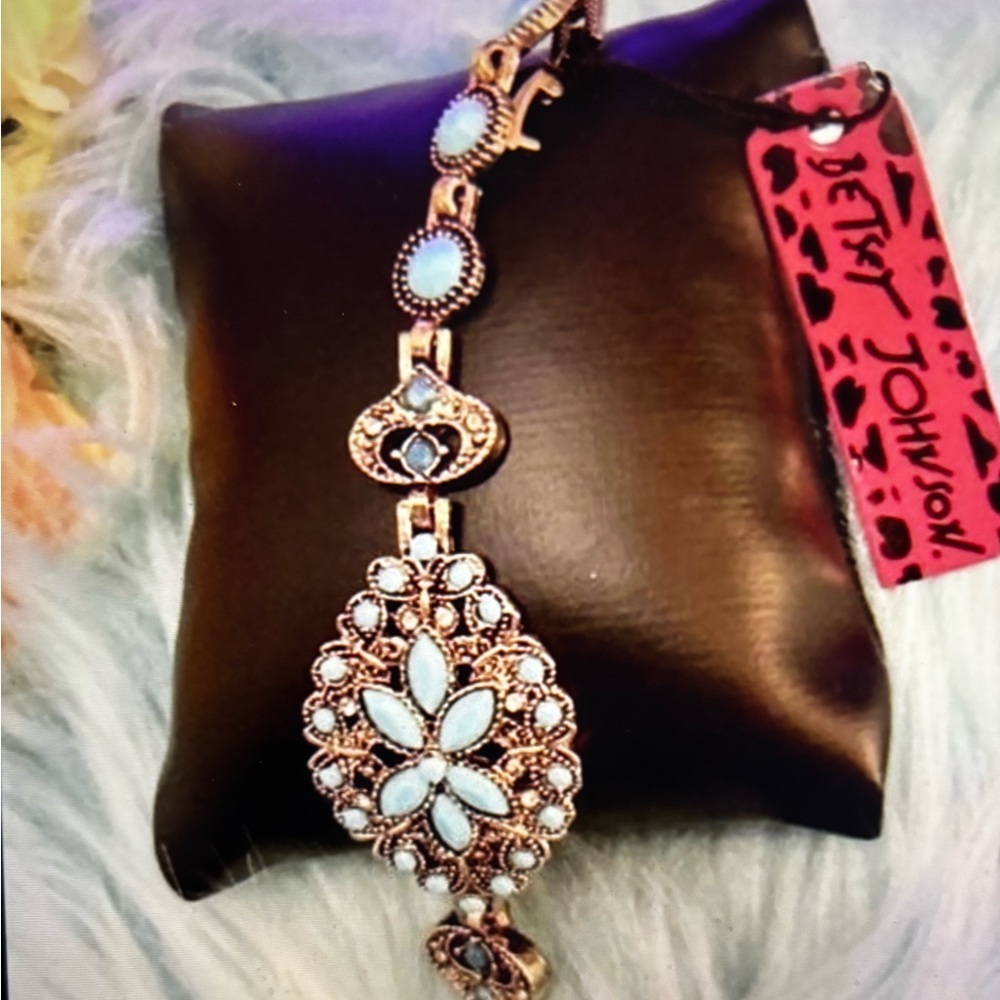 Betsey Johnson Turquoise & Antiqued Gold Bracelet - Picture 3 of 5